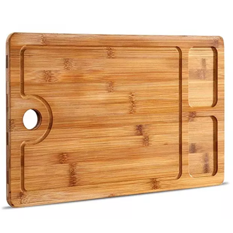 FSC Bamboo cutting board with two built-in compartments